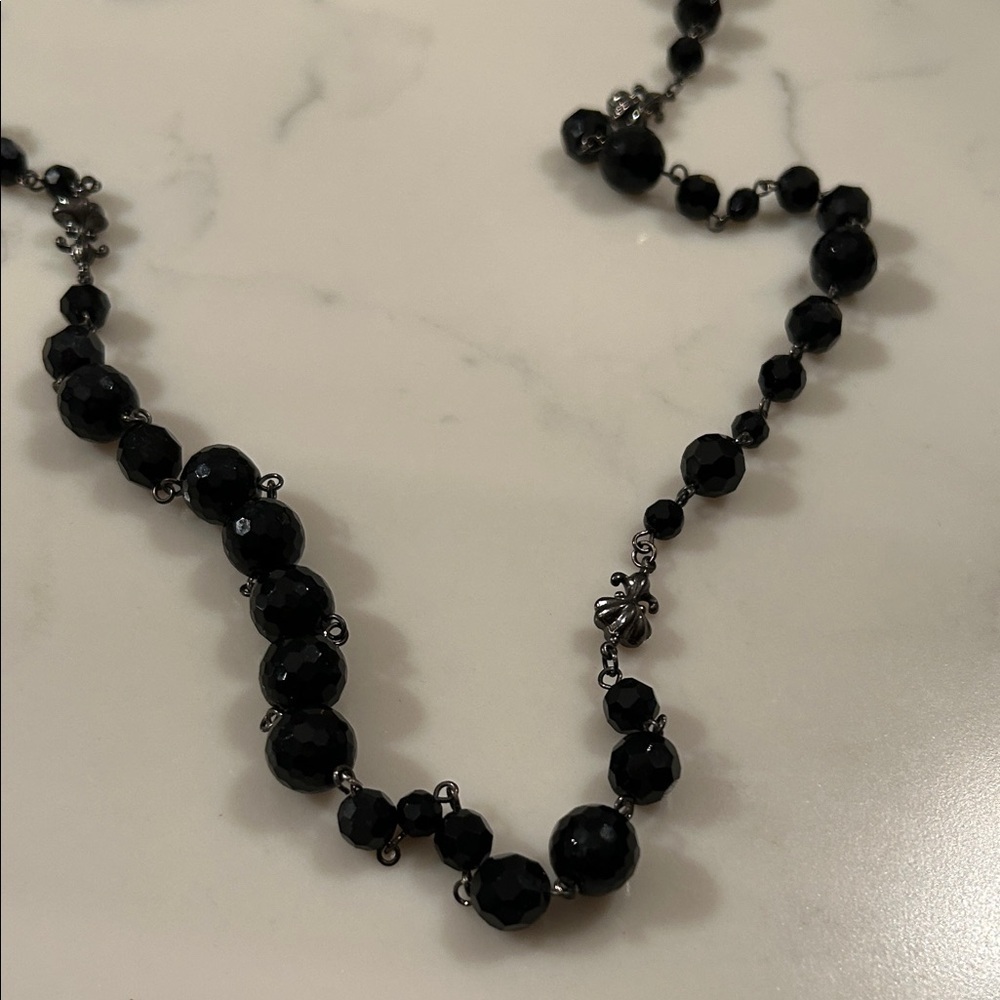 White House Black Market Elegant Black Beaded Necklace - Picture 2 of 3